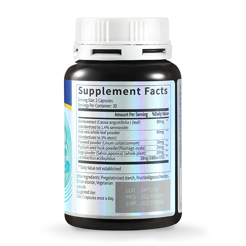 TYILLO Senna & Aloe Vera Capsules, 14-Day Intestinal Cleanse Detox Supplement, Supports Gut Health, Digestion Regulation, Toxin Elimination & Relieve Intestinal Discomfort, 60 Capsules