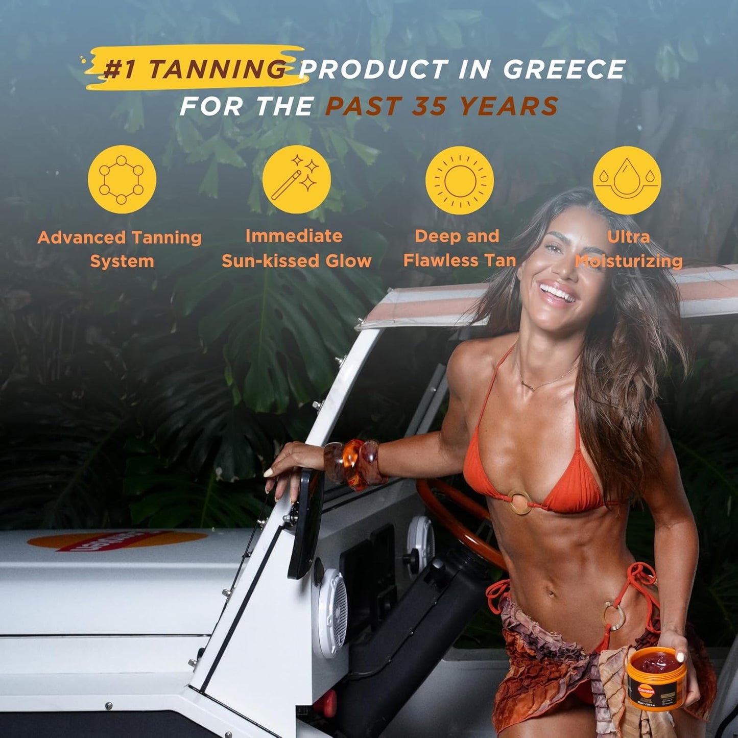 Carroten Intensive Tanning Gel, Browning Tan Accelerator, 5 oz | Non-Greasy, Water-Resistant with Carrot and Coconut Oil, Vitamin A & E For Moisture & Hydration, Made in Greece