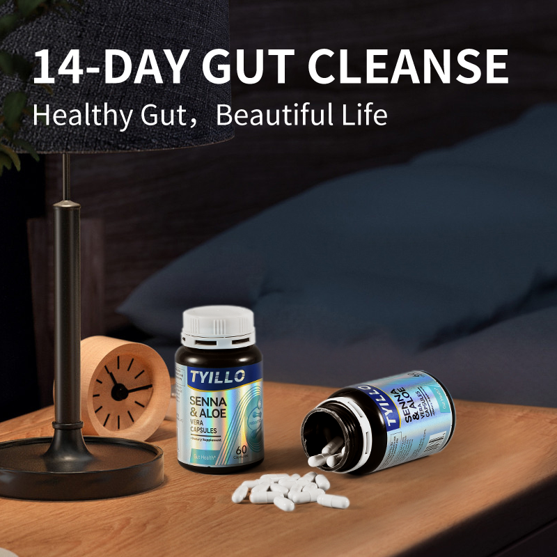 TYILLO Senna & Aloe Vera Capsules, 14-Day Intestinal Cleanse Detox Supplement, Supports Gut Health, Digestion Regulation, Toxin Elimination & Relieve Intestinal Discomfort, 60 Capsules