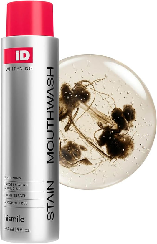 Hismile iD Stain Whitening Mouthwash, Gunk Removing Mouthwash for Fresh Breath, Hydrogen Peroxide Mouthwash to Promote Whiter Teeth