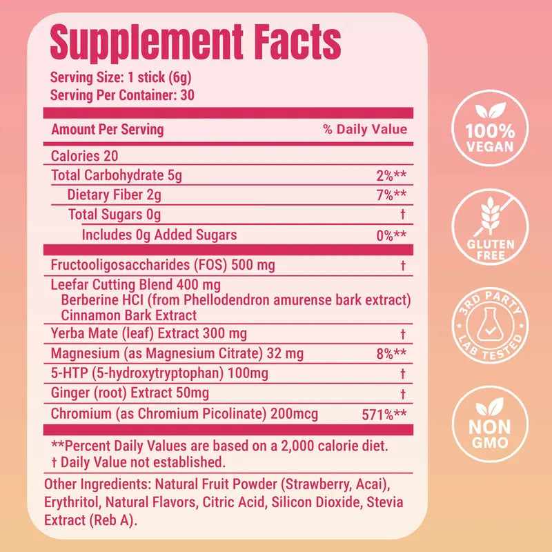 LeeFar Cutting Drink Mix –Strawberry Açaí Flavor – 30 Servings