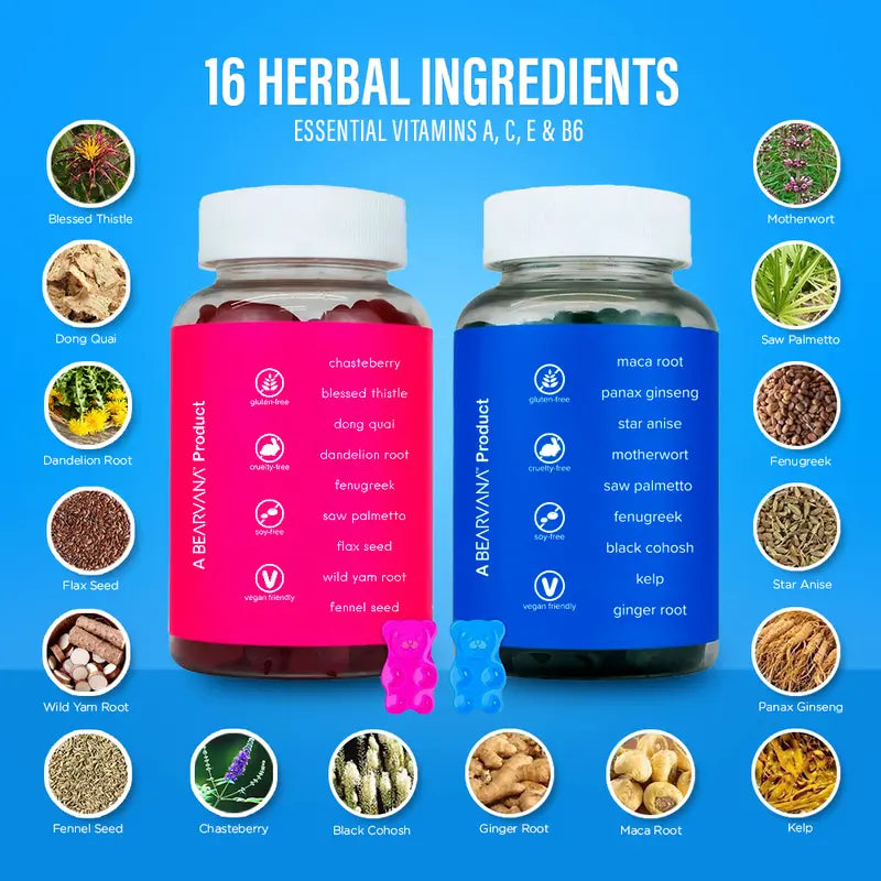 BEARVANA All-In-One Women's Wellness Gummies Combo Pack | The Daily Gummies Worth the Hype | 16 Herbal Ingredients + Vitamins A, C, E & B6 | Berry Flavor | One Monthy Supply | 120 Gummies