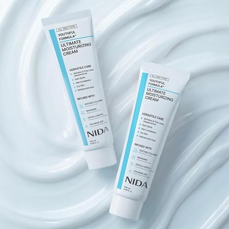 NIDA Youthful Formula™ Ultimate Moisturizing Cream | Centella Asiatica, Niacinamide, Hyaluronic Acid, Collagen | Wrinkles, Fine Lines, Dark Spots, Dry Skin, Redness | 3.38 fl. oz., 100ml