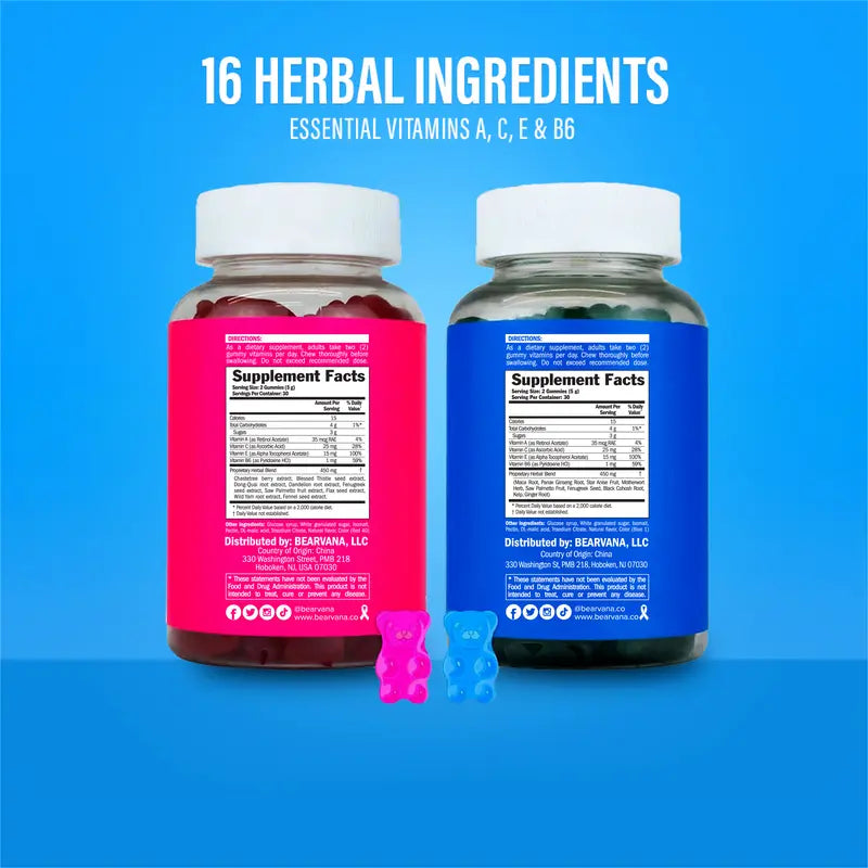 BEARVANA All-In-One Women's Wellness Gummies Combo Pack | The Daily Gummies Worth the Hype | 16 Herbal Ingredients + Vitamins A, C, E & B6 | Berry Flavor | One Monthy Supply | 120 Gummies